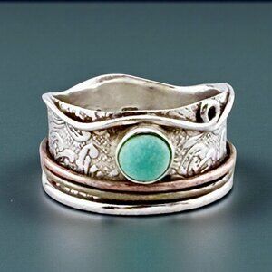 Vintage Sterling Silver Amazonite size 10.5 Spinner Ring – DbM Kensington